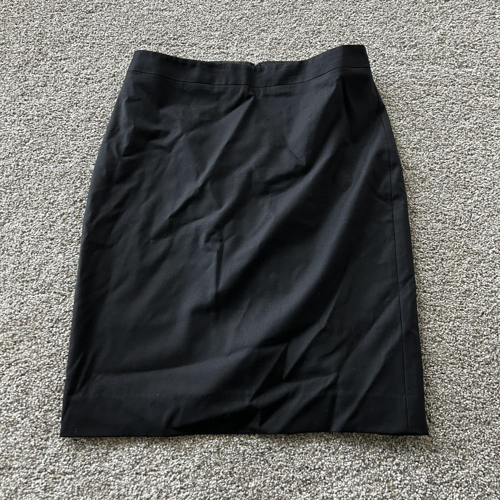Banana Republic Skirt Womens 6 Black Solid Pencil Knee Length Lined Zip Slit